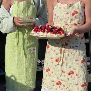 Djerf Avenue Cherry and Floral Apron Set - Yellow and Cream
